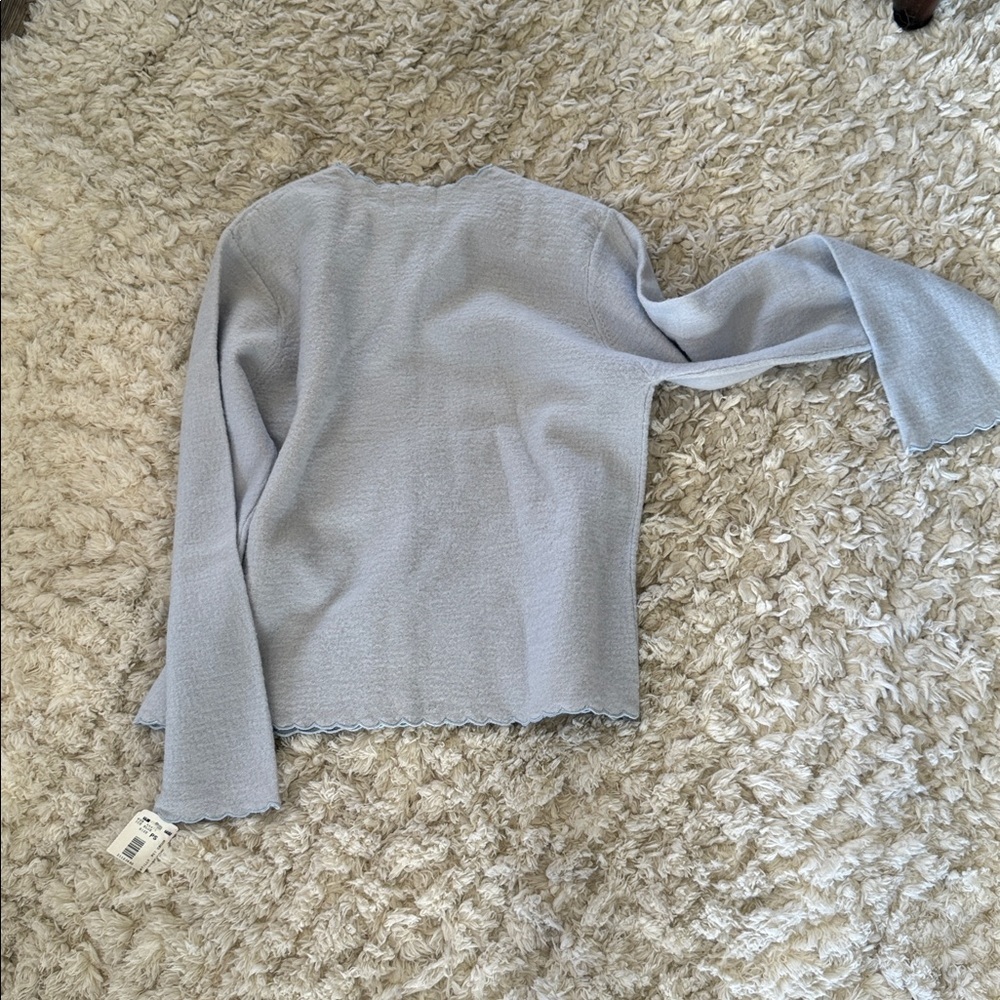 Koret Pale Blue Embroidered Scallop-Edge Cardigan NWT deadstock size 8 vintage - Picture 6 of 11